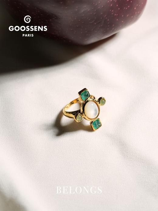 北京仓｜Goossens Paris-Lagune-绿色 十字 岩石水晶 戒指［法国设计师］ 商品图1