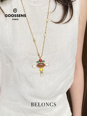 北京仓｜Goossens Paris-Lagune-多宝 十字 岩石水晶 吊坠 项链［法国设计师］