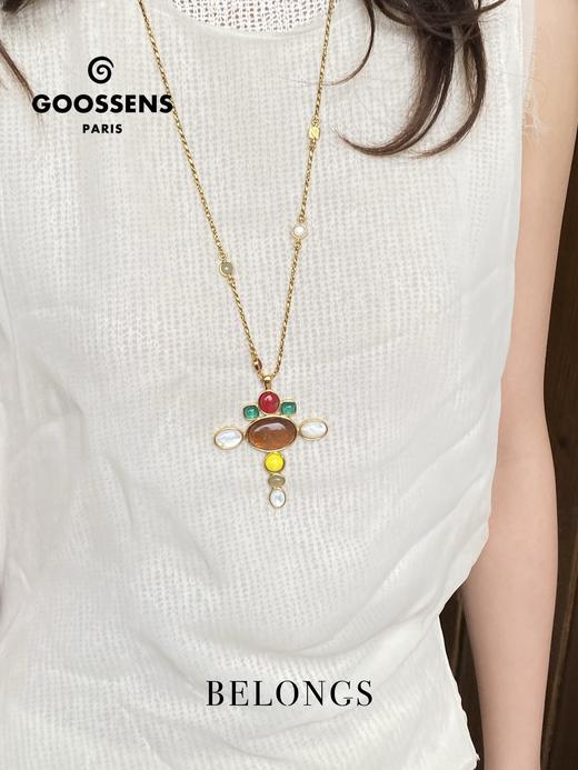 北京仓｜Goossens Paris-Lagune-多宝 十字 岩石水晶 吊坠 项链［法国设计师］ 商品图0