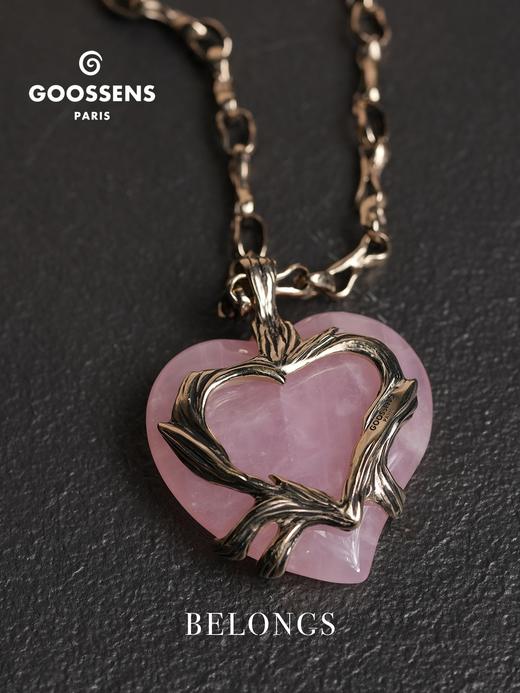 北京仓｜Goossens Paris-COEUR PRECIEUX-爱心 粉色石英 大号 项链［法国设计师］ 商品图1