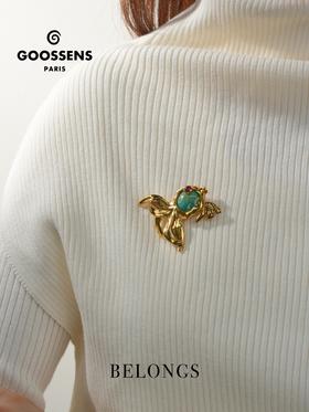 北京仓｜Goossens Paris-Lagune-流浪小鱼 金色 天河石 胸针［法国设计师］