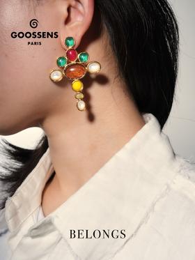 北京仓｜Goossens Paris-Lagune-多宝 十字 岩石水晶 吊坠 耳环［法国设计师］