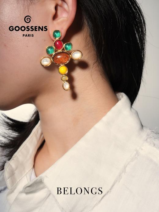 北京仓｜Goossens Paris-Lagune-多宝 十字 岩石水晶 吊坠 耳环［法国设计师］ 商品图0