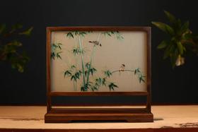 苏绣胡桃木双面绣摆件（横版）