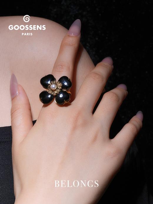 北京仓｜Goossens Paris-Trefle-天然黑色玛瑙 珍珠 戒指［法国设计师］ 商品图0