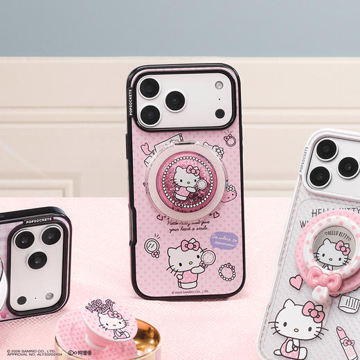【爱美大明星】闪粉魔镜 泡泡骚 x Hello Kitty合作系列 POPGRIP泡泡骚手机粘贴式气囊支架 Tidepool流沙系列 粉色 商品图1
