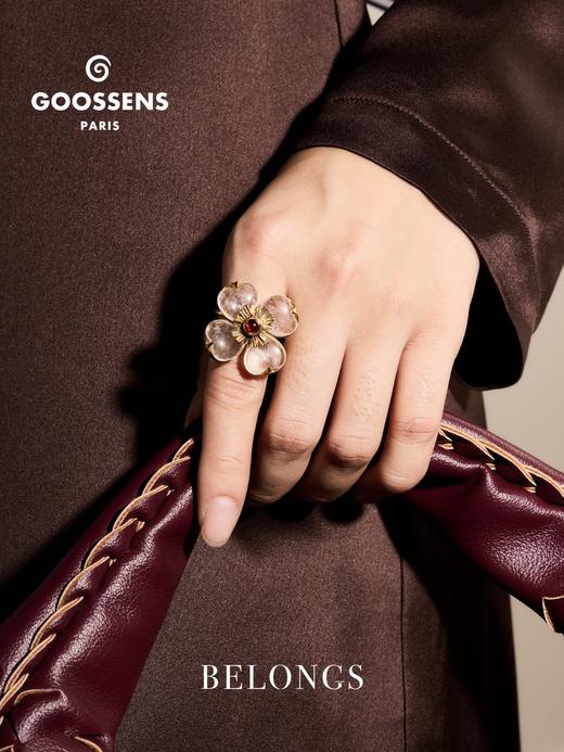 北京仓｜Goossens Paris-Trefle-天然水晶 石榴石 戒指［法国设计师］ 商品图0