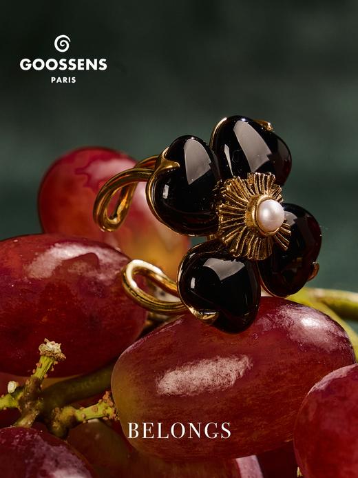 北京仓｜Goossens Paris-Trefle-天然黑色玛瑙 珍珠 戒指［法国设计师］ 商品图1