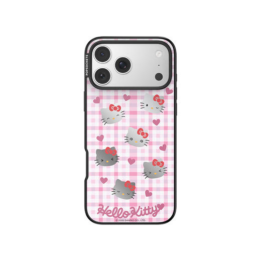 【爱美大明星】上镜定格 泡泡骚 x Hello Kitty合作系列 POPCASE手机壳 MagSafe Popcase磁吸款 粉黑 镜面壳 格纹 iPhone17/16/15/14/13 商品图2