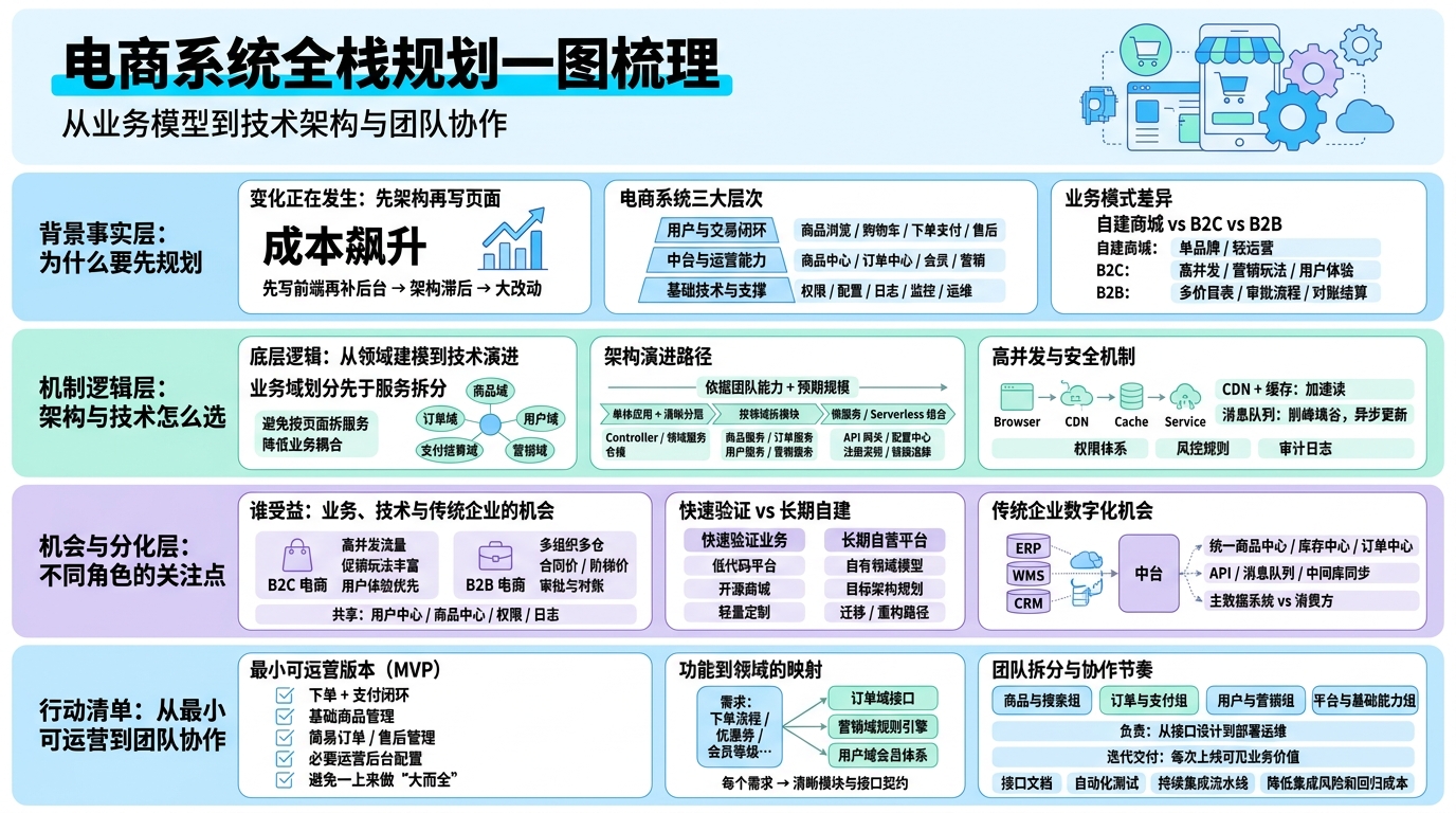电商系统整体架构怎么拆解更稳妥？