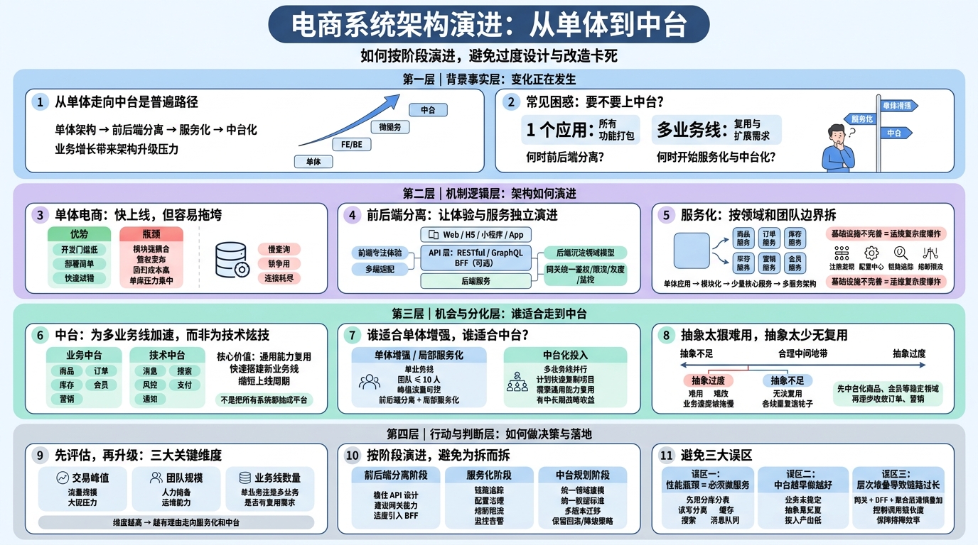 单体电商架构：适用阶段与典型瓶颈