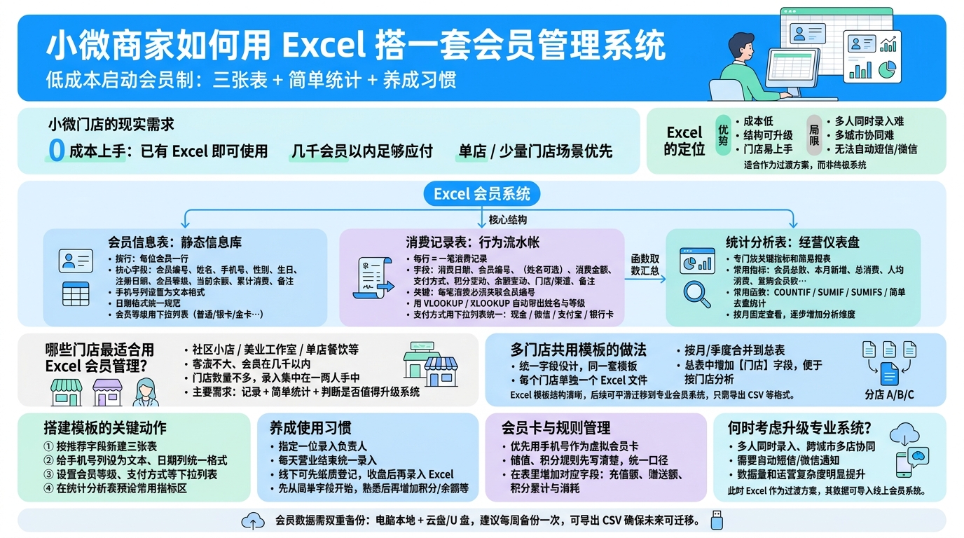 用Excel做会员管理系统，先确定哪些表？