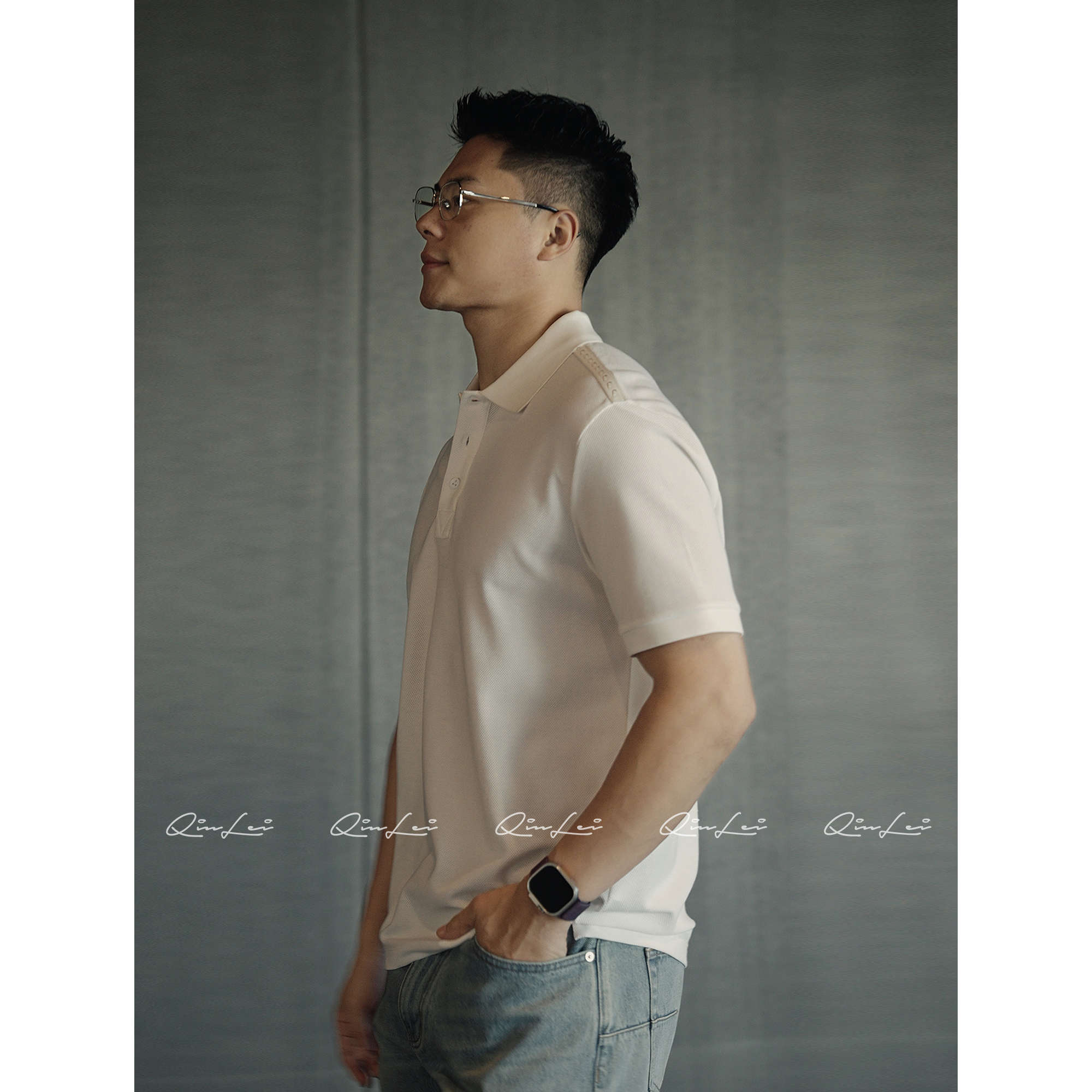 男装「B.V-三孔扣」棉定纺编织皮肩Polo衫LL-WZSY10005 O5商品图2