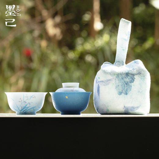 墨己便携收纳旅行茶具青蓝蝶梦-雾凇蓝 商品图1