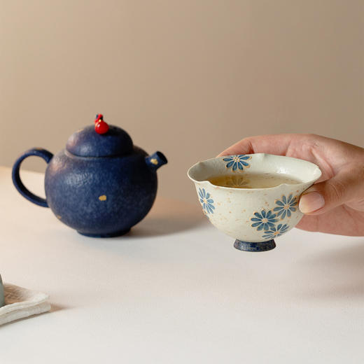 墨己青金石蓝雏菊圆满一壶两杯茶具套装 商品图2