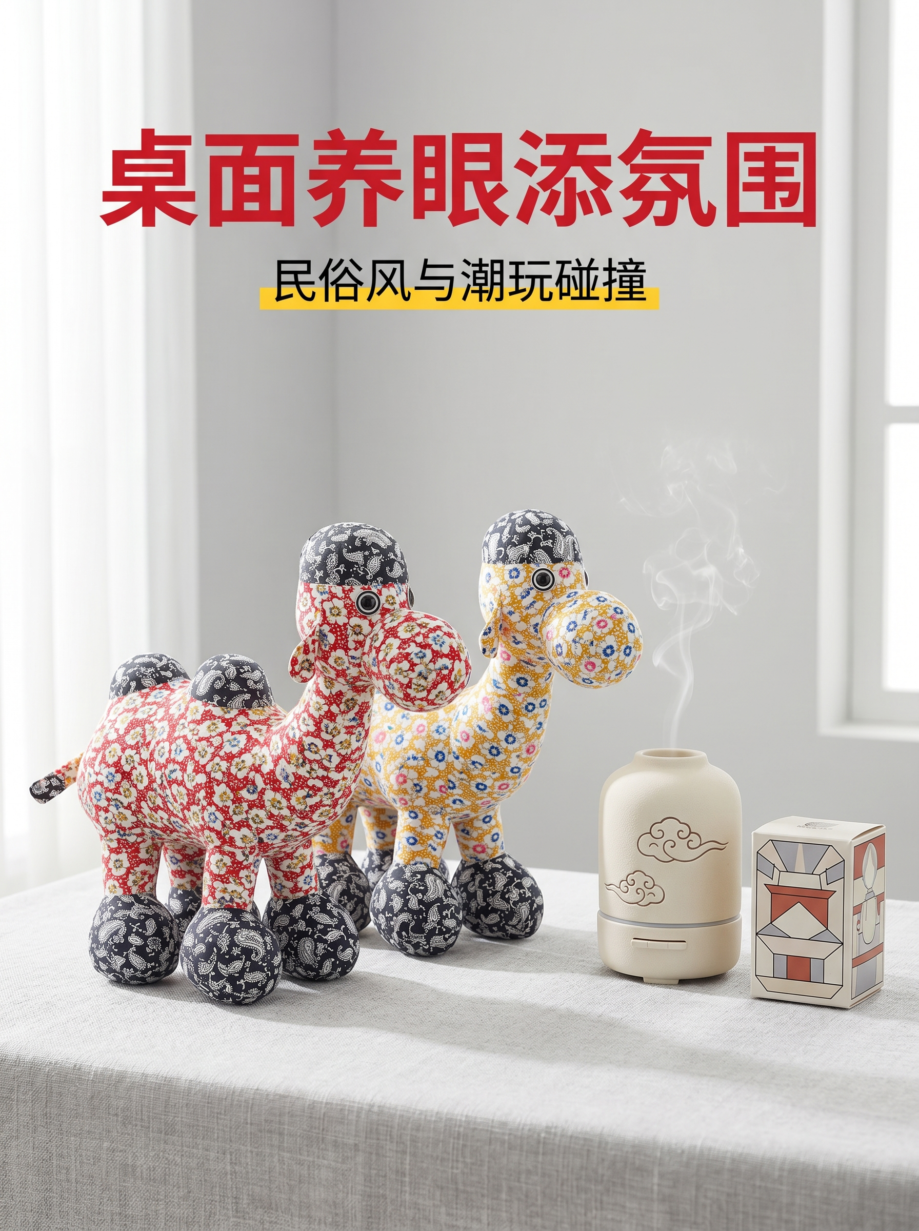 手作土布骆驼玩偶 花色随机发货