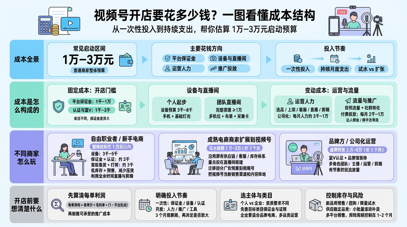 视频号开店整体要准备哪些钱？