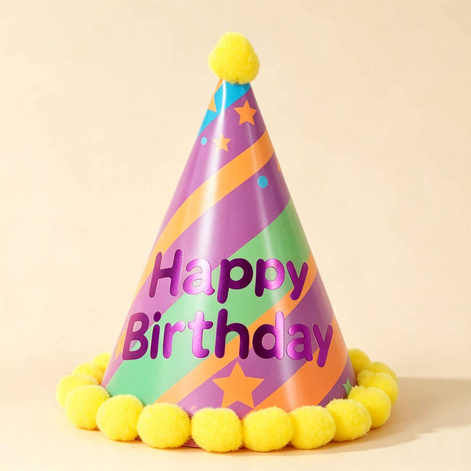 斜纹黄色生日帽