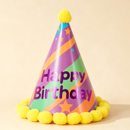 斜纹黄色生日帽 商品图0