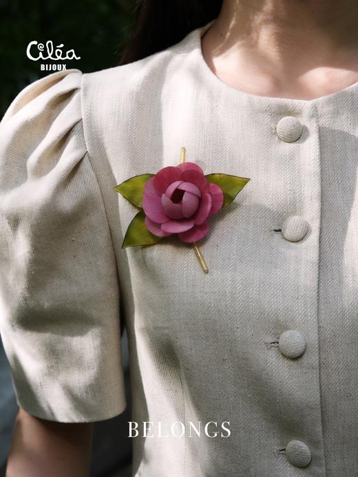 订购5个月到｜Cilea Bijoux-PIVOIN-山茶花 深紫色 哑光 胸针［法国设计师］ 商品图0