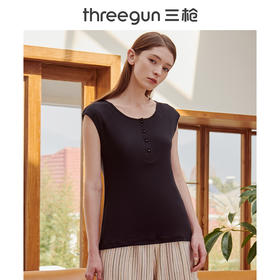 Threegun三枪 【舒肤棉】罗纹弹力半襟圆领女士打底背心-30804A911