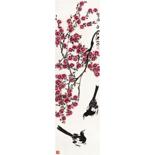 齐白石《杏花喜鹊》精美复制品小卷轴 商品图0