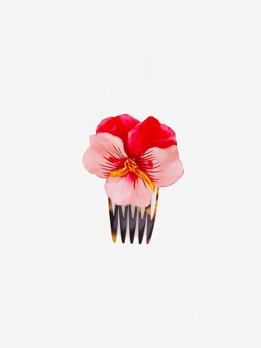 订购4个月到｜Cilea Bijoux-Viola-三色堇 玫瑰粉色 发梳（大号）［法国设计师］ 商品图0