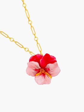 订购4个月到｜Cilea Bijoux-Viola-三色堇 玫瑰粉色 吊坠 项链（大号）［法国设计师］