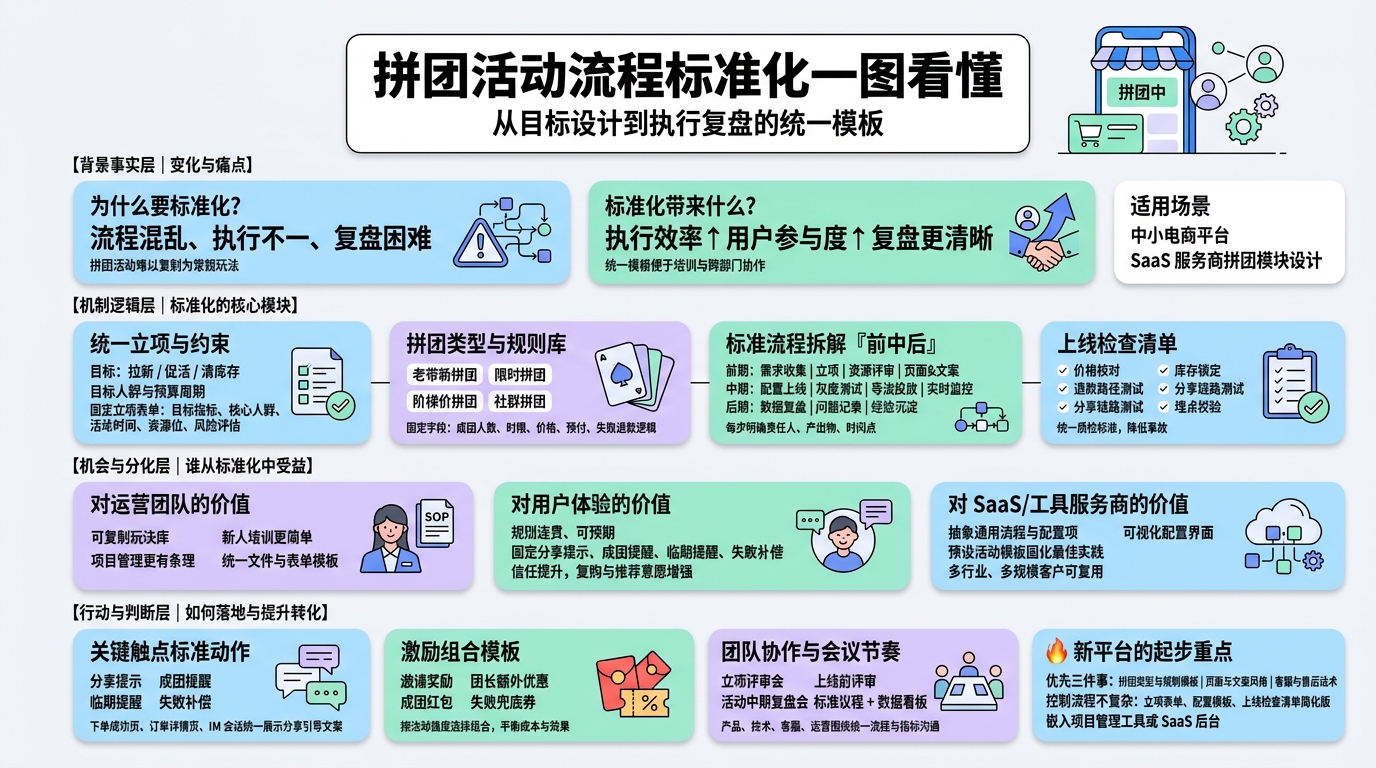 拼团活动要先标准化哪些关键节点？