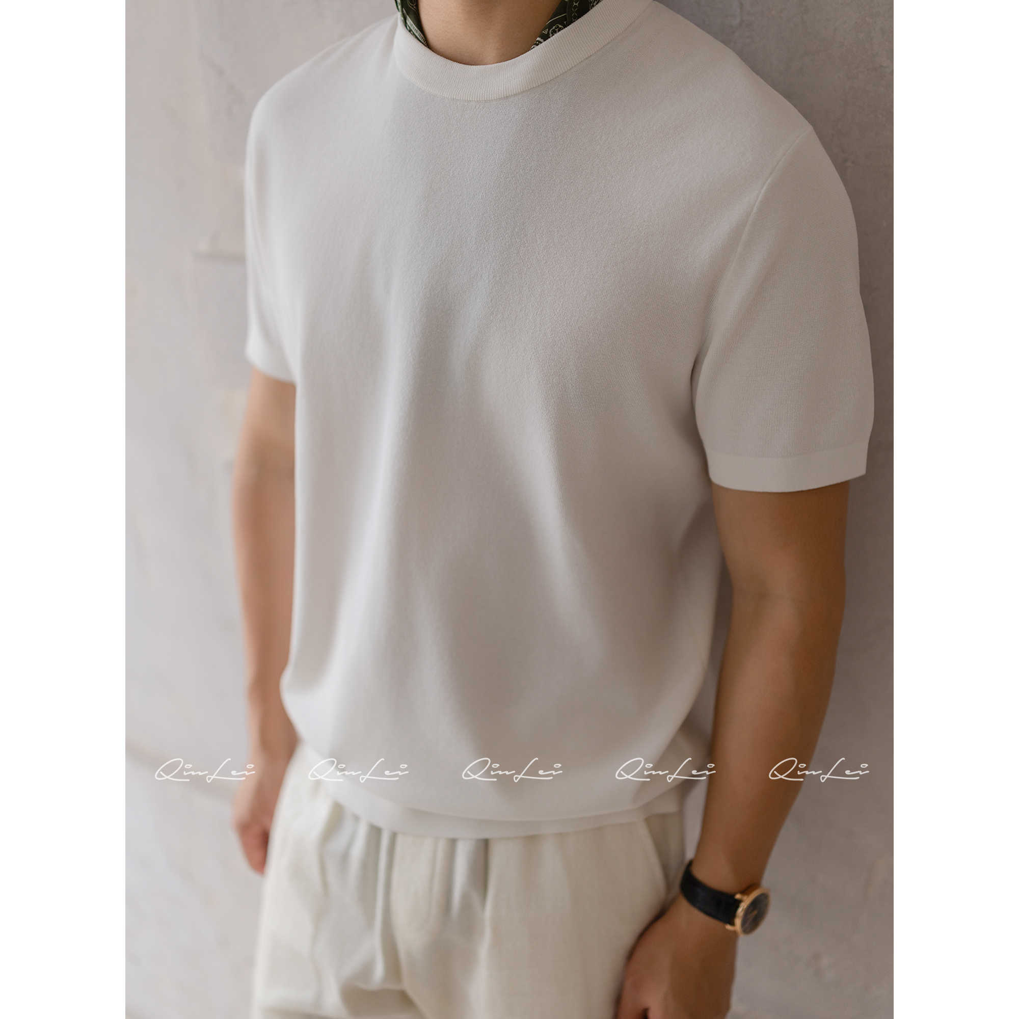 男装「PEARL」蚕丝棉定纺4纱线亲肤T恤LL-WZSY10004 05商品图3
