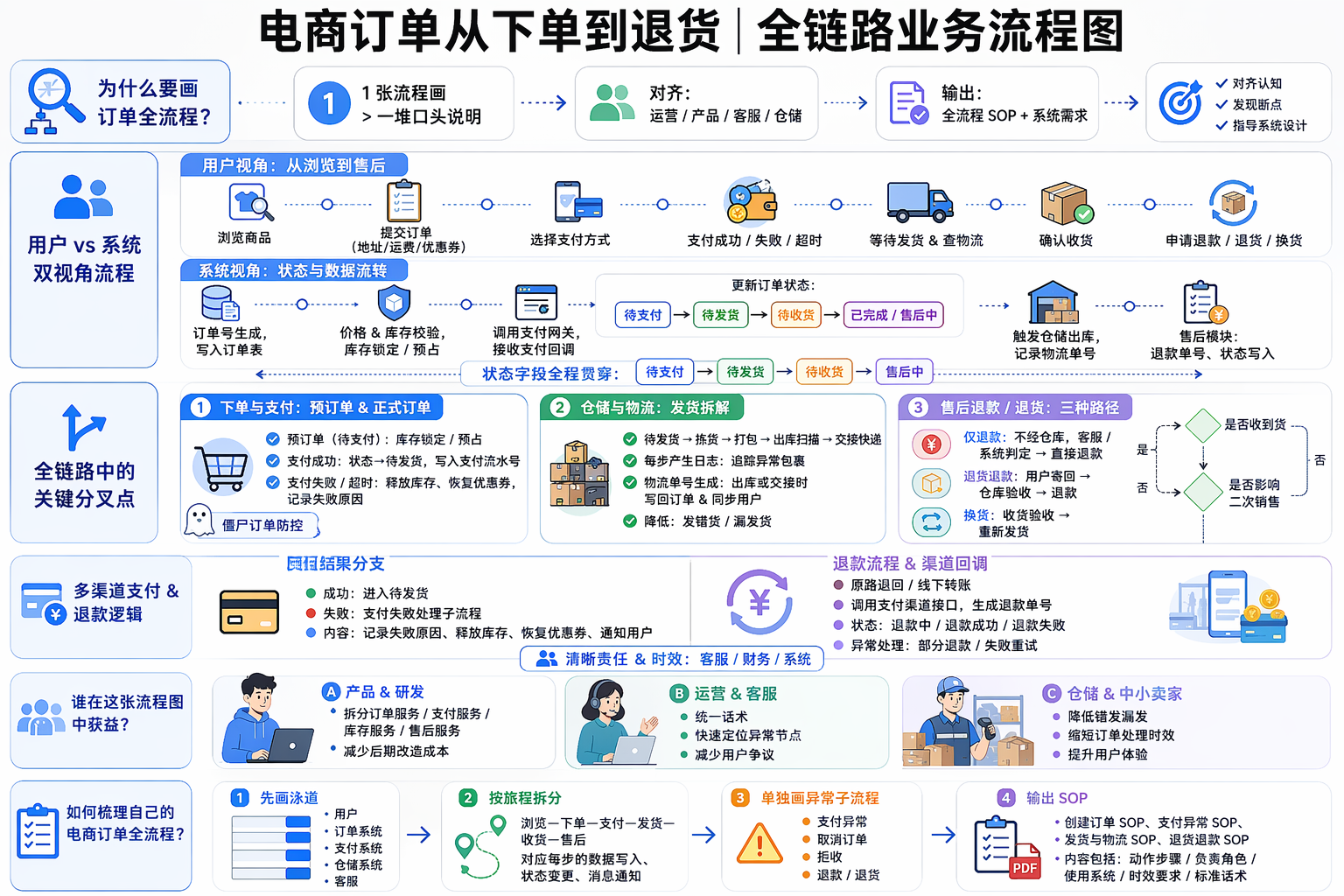 电商订单全链路需要哪些关键节点？