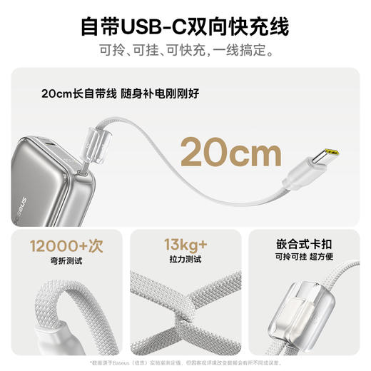 【618爆品】倍思 PicoGo AC22 超小自带线移动电源 USB-C版 20000mAh 45W 商品图1