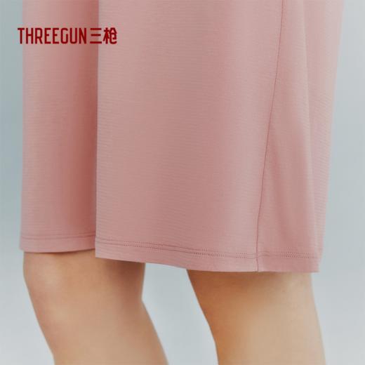 Threegun三枪 冰泉柔棉隐条V领短袖女士家居裙-T70006A01 商品图3