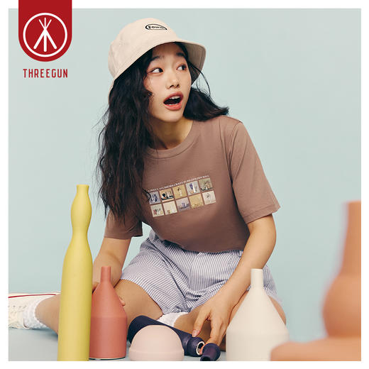 Threegun三枪 【丝感棉】女士短袖T恤（莫兰迪联名款）-24120A111 商品图1