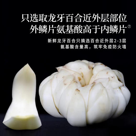 正安 湖南隆回龙牙百合 参考中国药典标准牙瓣大肉厚 优质原材 甘平下火降燥温养口感粉糯清甜 滋润秋冬煲汤食材家庭糖水百合地黄汤 特大片百合150g/罐 商品图6