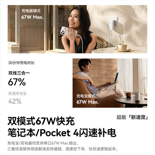 【6月上新】倍思 PicoGo AT31 超能充Pro三合一伸缩线移动电源 USB-C版 10000mAh 45/67W 商品图3