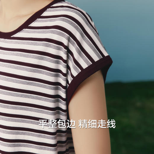 Threegun三枪 彩条莱赛尔棉粗罗纹亦袖女衫-T20183A01 商品图11