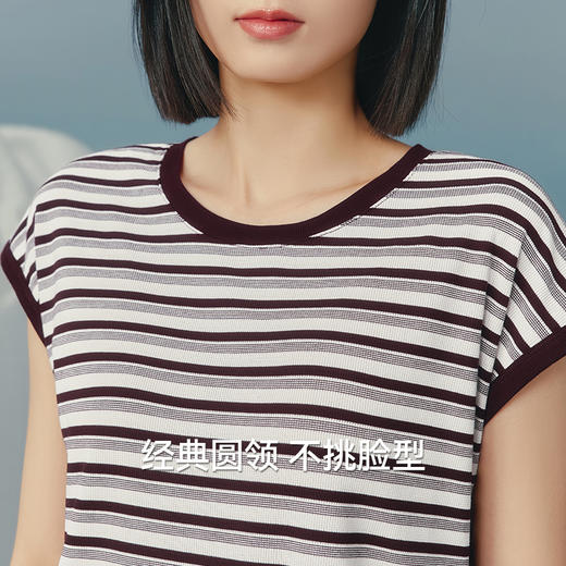 Threegun三枪 彩条莱赛尔棉粗罗纹亦袖女衫-T20183A01 商品图10