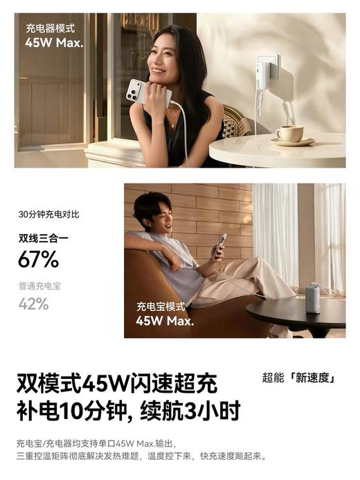 【6月上新】倍思 PicoGo AT31 超能充Pro三合一伸缩线移动电源 USB-C版 10000mAh 45/67W 商品图9
