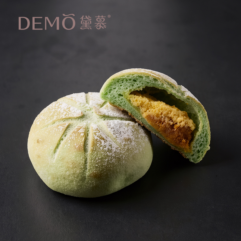 斑斓咸蛋肉松米面包|Pandan salted egg, meat floss and rice