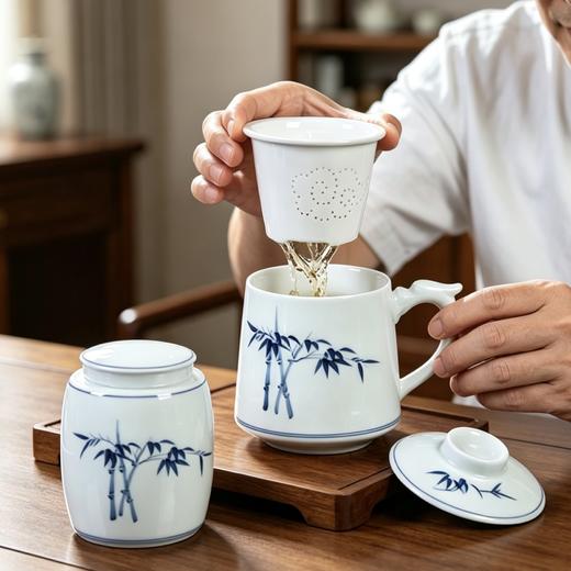 手绘青花翠竹茶具套盒 商品图1