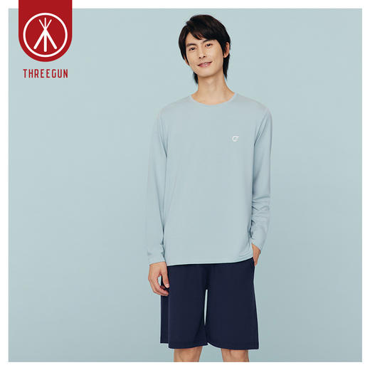 Threegun三枪 【新疆弹力棉】圆领男士长袖上衣打底衫-24059A011 商品图0