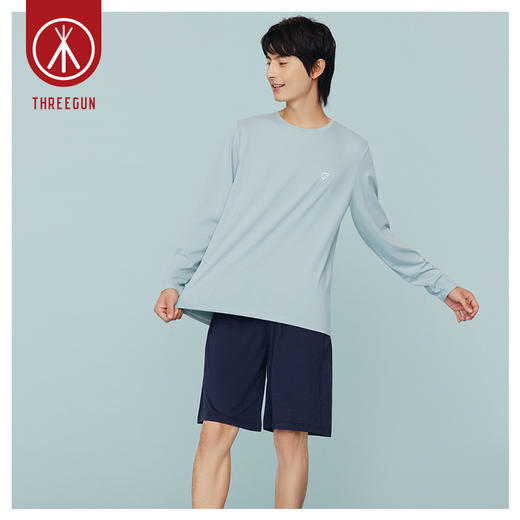 Threegun三枪 【新疆弹力棉】圆领男士长袖上衣打底衫-24059A011 商品图3