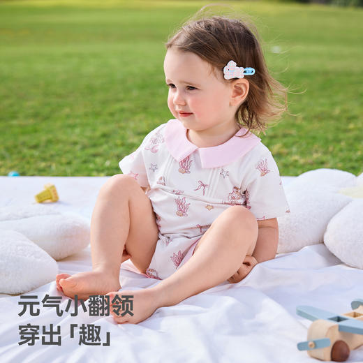 贝肽斯婴儿衣服包屁衣短袖夏季薄款新生儿男女宝宝a类翻领连体衣 商品图4