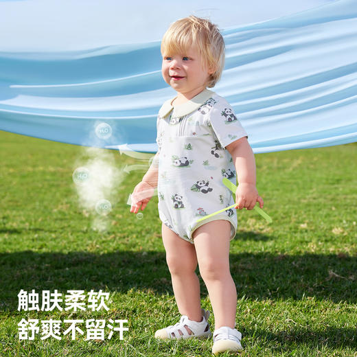 贝肽斯婴儿衣服包屁衣短袖夏季薄款新生儿男女宝宝a类翻领连体衣 商品图3