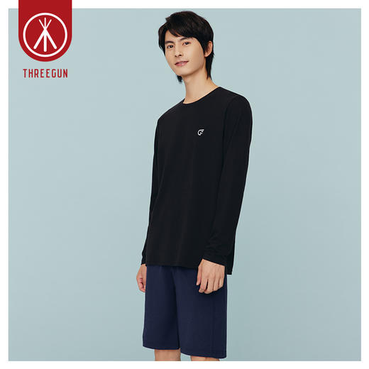 Threegun三枪 【新疆弹力棉】圆领男士长袖上衣打底衫-24059A011 商品图4