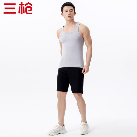 Threegun三枪 【高支新疆长绒棉】罗纹弹力男士打底背心-30871A011 商品图1