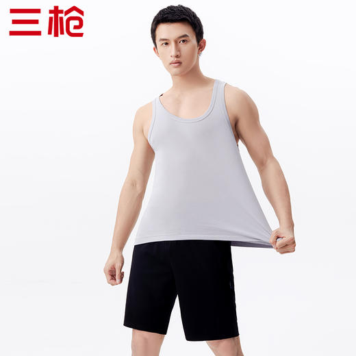 Threegun三枪 【高支新疆长绒棉】罗纹弹力男士打底背心-30871A011 商品图3