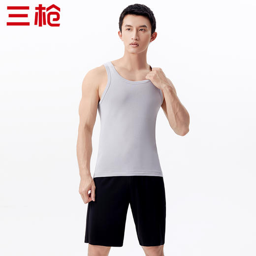 Threegun三枪 【高支新疆长绒棉】罗纹弹力男士打底背心-30871A011 商品图0