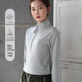 【反季清仓】OdrThreads机能风美利奴羊毛女保暖美丽诺打底半拉链徒步跑步长袖SW24027